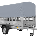 1-Achs-Anhänger GARDEN TRAILER 264 KIPP mit Laubgitteraufsatz, grauer Hochplane, Hochspriegel und Stützrad-Neu