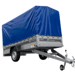 Anhänger 264×125 UNITRAILER FORCE 264 KIPP ungebremst mit H-1100 Spriegel und blauer Hochplane-Neu