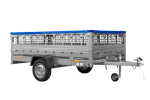 Anhänger 264×150 UNITRAILER GARDEN 265 KIPP mit Gitteraufsatz, Flachplanenträgern und blauer Plane-Neu – Bild 4