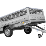Anhänger 264×150 UNITRAILER GARDEN 265 KIPP mit Gitterwänden, H-0-Rahmen und grauer Plane-Neu