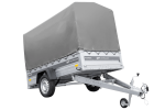 Anhänger mit Blattfedern 230×125 UNITRAILER FORCE 230/R KIPP mit H-1100 Spriegel und grauer Hochplane-Neu