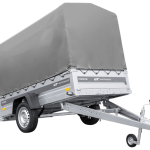 Anhänger mit Blattfedern 230×125 UNITRAILER FORCE 230/R KIPP mit H-1100 Spriegel und grauer Hochplane-Neu