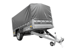 Anhänger mit Blattfedern 230×125 UNITRAILER FORCE 230/R KIPP ungebremst mit H-800 Spriegel und grauer Hochplane-Neu