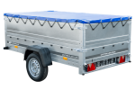 Anhänger mit faltbarer Deichsel GARDEN TRAILER 230 KIPP mit zusätzlichen Bordwänden, Stützrad und blauer Flachplane-Neu – Bild 4