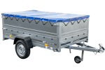 Anhänger mit faltbarer Deichsel GARDEN TRAILER 230 KIPP mit zusätzlichen Bordwänden, Stützrad und blauer Flachplane-Neu – Bild 6