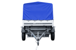 Auto Anhänger 230×125 Garden Trailer 230 KIPP Unitrailer 750 kg mit Stützrad, blauer Hochplane und Hochspriegel-Neu – Bild 9