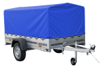 Auto Anhänger 230×125 Garden Trailer 230 KIPP Unitrailer 750 kg mit Stützrad, blauer Hochplane und Hochspriegel-Neu – Bild 4