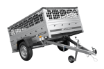 Autoanhänger 200×125 UNITRAILER GARDEN 201 KIPP mit Gitterwänden, H-0-Rahmen und grauer Plane-Neu