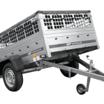 Autoanhänger 200×125 UNITRAILER GARDEN 201 KIPP mit Gitterwänden, H-0-Rahmen und grauer Plane-Neu