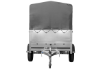 Autotransportanhänger 200×125 UNITRAILER GARDEN 201 KIPP mit BIS-Seitenwänden, H-800-Rahmen und grauer Plane-Neu – Bild 7