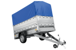 Autotransportanhänger 230×125 UNITRAILER FORCE 230 KIPP mit BIS-Seitenwänden, H-800-Rahmen und blauer Plane-Neu