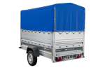 Autotransportanhänger 230×125 UNITRAILER FORCE 230 KIPP mit BIS-Seitenwänden, H-800-Rahmen und blauer Plane-Neu – Bild 3