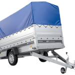 Autotransportanhänger 264×125 UNITRAILER FORCE 264 KIPP mit BIS-Seitenwänden, H-800-Rahmen und blauer Plane-Neu