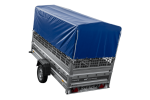 Autotransportanhänger 264×125 UNITRAILER FORCE 264 KIPP mit Gitterwänden, H-800 Rahmen und blauer Plane-Neu – Bild 10