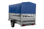 Autotransportanhänger 264×125 UNITRAILER FORCE 264 KIPP mit Gitterwänden, H-800 Rahmen und blauer Plane-Neu – Bild 6