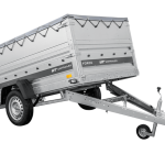 Autotransportanhänger auf Federn 230×125 UNITRAILER FORCE 230/R KIPP mit BIS-Seitenwänden, H-0-Rahmen und grauer Plane-Neu