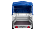 Autotransportanhänger auf Federn 230×125 UNITRAILER FORCE 230/R KIPP mit Gitterwänden, H-800 Rahmen und blauer Plane-Neu – Bild 10