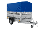 Autotransportanhänger auf Federn 230×125 UNITRAILER FORCE 230/R KIPP mit Gitterwänden, H-800 Rahmen und blauer Plane-Neu – Bild 4