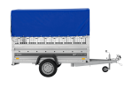 Autotransportanhänger auf Federn 230×125 UNITRAILER FORCE 230/R KIPP mit Gitterwänden, H-800 Rahmen und blauer Plane-Neu – Bild 6