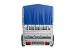 Autotransportanhänger auf Federn 230×125 UNITRAILER FORCE 230/R KIPP mit Gitterwänden, H-800 Rahmen und blauer Plane-Neu – Bild 7