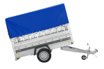 Autotransportanhänger auf Federn 230×125 UNITRAILER FORCE 230/R KIPP mit Gitterwänden, H-800 Rahmen und blauer Plane-Neu – Bild 8