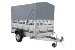 Autotransportanhänger auf Federn 230×125 UNITRAILER FORCE 230/R KIPP mit Gitterwänden, H-800 Rahmen und grauer Plane-Neu – Bild 5
