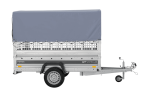 Autotransportanhänger auf Federn 230×125 UNITRAILER FORCE 230/R KIPP mit Gitterwänden, H-800 Rahmen und grauer Plane-Neu – Bild 6