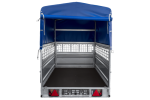 Autotransportanhänger auf Federn 264×125 UNITRAILER FORCE 264/R KIPP mit Gitterwänden, H-800 Rahmen und blauer Plane-Neu – Bild 12