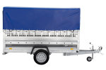 Autotransportanhänger auf Federn 264×125 UNITRAILER FORCE 264/R KIPP mit Gitterwänden, H-800 Rahmen und blauer Plane-Neu – Bild 7