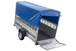Autotransportanhänger auf Federn 264×125 UNITRAILER FORCE 264/R KIPP mit Gitterwänden, H-800 Rahmen und blauer Plane-Neu – Bild 11