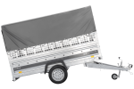 Autotransportanhänger auf Federn 264×125 UNITRAILER FORCE 264/R KIPP mit Gitterwänden, H-800 Rahmen und grauer Plane-Neu – Bild 10