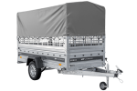 Autotransportanhänger auf Federn 264×125 UNITRAILER FORCE 264/R KIPP mit Gitterwänden, H-800 Rahmen und grauer Plane-Neu – Bild 4