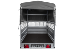Autotransportanhänger auf Federn 264×125 UNITRAILER FORCE 264/R KIPP mit Gitterwänden, H-800 Rahmen und grauer Plane-Neu – Bild 12