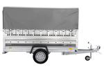 Autotransportanhänger auf Federn 264×125 UNITRAILER FORCE 264/R KIPP mit Gitterwänden, H-800 Rahmen und grauer Plane-Neu – Bild 7
