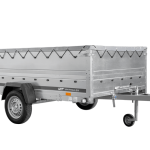 Autotransportanhänger auf Federn 264×150 UNITRAILER GARDEN 265/R KIPP mit BIS-Seitenwänden, H-0-Rahmen und grauer Plane-Neu