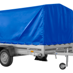 Autotransportanhänger auf Federn 264×150 UNITRAILER GARDEN 265/R KIPP mit H-1100 Rahmen und blauer Plane-Neu