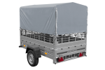 Einachsanhänger 200×125 UNITRAILER GARDEN 201 KIPP mit Gitterseitenwänden, H-800 Rahmen und grauer Plane-Neu – Bild 3