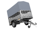 Einachsanhänger 200×125 UNITRAILER GARDEN 201 KIPP mit Gitterseitenwänden, H-800 Rahmen und grauer Plane-Neu