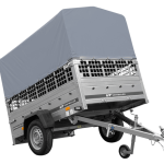 Einachsanhänger 200×125 UNITRAILER GARDEN 201 KIPP mit Gitterseitenwänden, H-800 Rahmen und grauer Plane-Neu