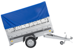 Einachsanhänger 230×125 UNITRAILER FORCE 230 KIPP mit Gitterseitenwänden, H-0-Rahmen und blauer Plane-Neu – Bild 3