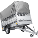 Einachsanhänger 230×125 UNITRAILER FORCE 230 KIPP mit Gitterseitenwänden, H-800 Rahmen und grauer Plane-Neu