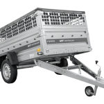 Einachsanhänger 230×125 UNITRAILER FORCE 230 KIPP mit Gitterwänden, H-0-Rahmen und grauer Plane-Neu