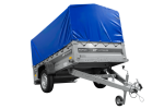 Einachsanhänger 230×125 UNITRAILER FORCE 230 KIPP mit H-800 Spriegel und blauer Plane-Neu