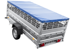 Einachsanhänger 264×125 UNITRAILER FORCE 264 KIPP mit Gitterwänden, H-0-Rahmen und blauer Plane-Neu – Bild 10