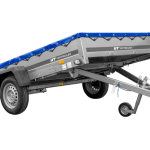 Einachsanhänger 264×150 UNITRAILER GARDEN 265 KIPP mit einem Flachplanenträger und blauer Plane-Neu