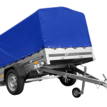 Einachsanhänger auf Blattfedern 200×125 UNITRAILER GARDEN 201/R KIPP mit H-800-Rahmen und blauer Plane-Neu