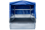 Einachsanhänger mit Blattfedern 264×125 UNITRAILER GARDEN 264/R KIPP mit H-800-Rahmen und blauer Plane-Neu – Bild 4