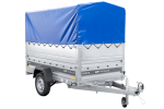 Einachsiger Anhänger auf Blattfedern 230×125 UNITRAILER FORCE 230/R KIPP mit BIS-Seitenwänden, H-800-Rahmen und blauer Plane-Neu – Bild 4