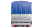 Einachsiger Anhänger auf Blattfedern 230×125 UNITRAILER FORCE 230/R KIPP mit BIS-Seitenwänden, H-800-Rahmen und blauer Plane-Neu – Bild 3