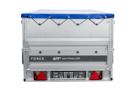 Einachsiger Anhänger auf Blattfedern 264×125 UNITRAILER FORCE 264/R KIPP mit BIS-Seitenwänden, H-0-Rahmen und blauer Plane-Neu – Bild 11